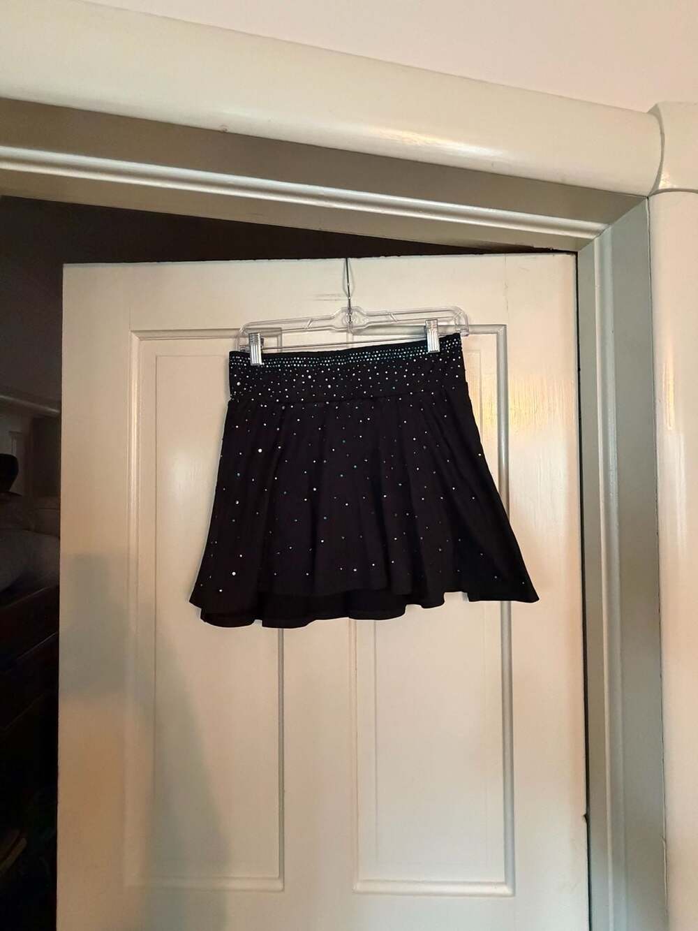 Tek Gear Workout Gear Black Rhinestone Embellished Athletic Skirt with Built-in